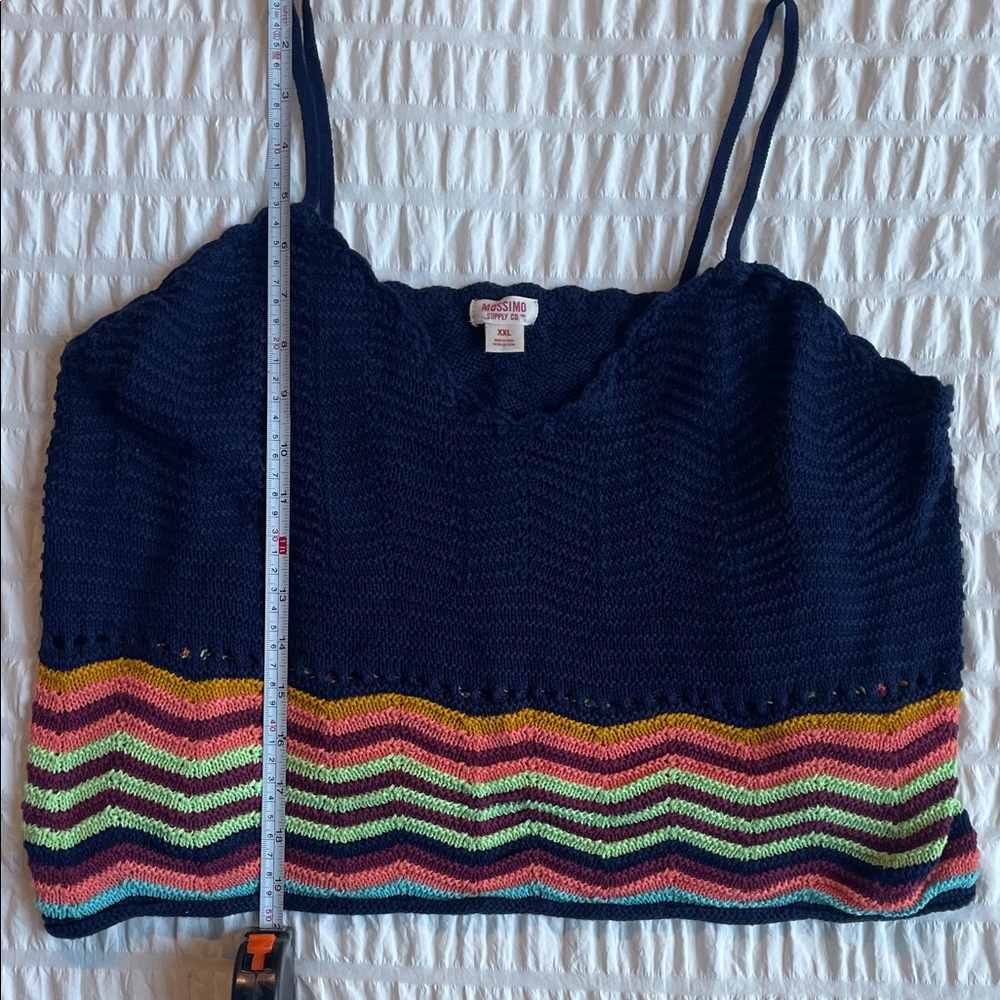 🌟 Mossimo Supply Co. Navy Knit Colorful Tank Top Chevron Festival Boho